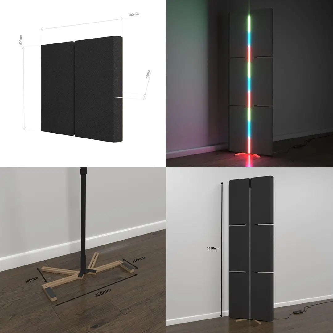 3x Pulsar Acoustic Panels w/ RGB Floor Lamp LED