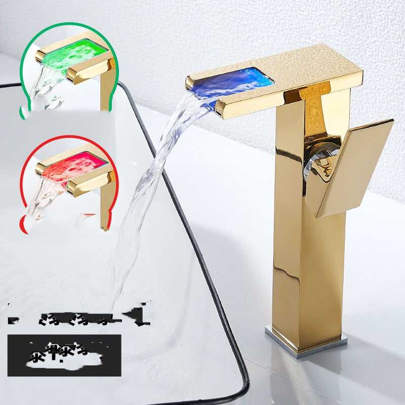 Modern Vanity Sink Faucet with LED Temperature Display for Hot and